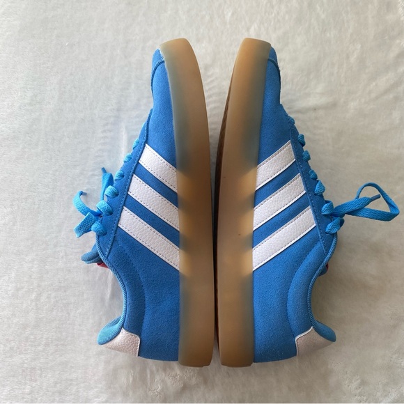 Adidas VL Court 3.0 Blue Burst Pink Fusion Suede Gum Sole Sneakers Women’s 8 - Picture 8 of 11